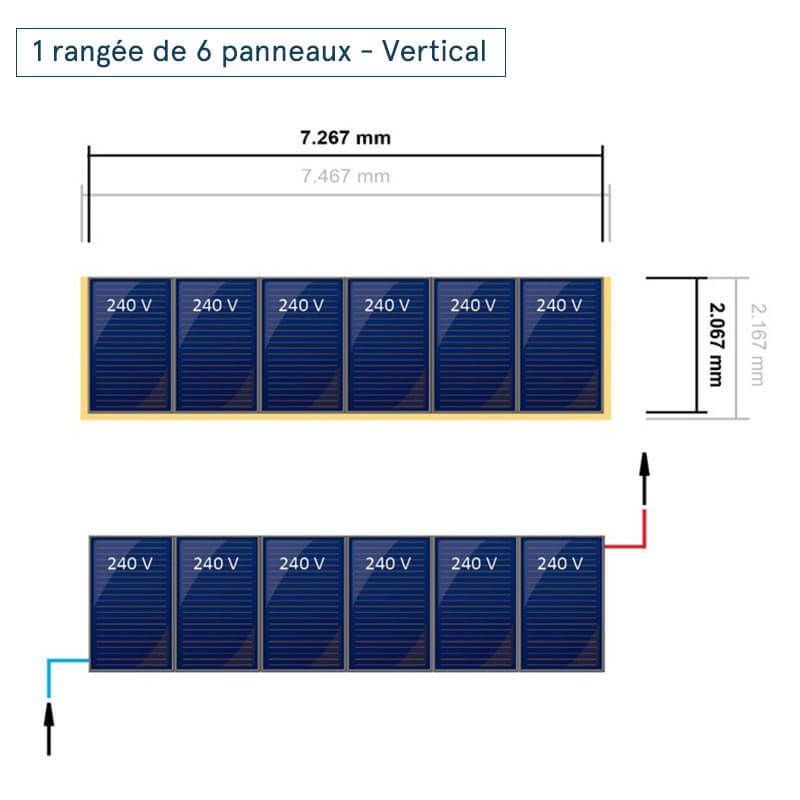 Disposition en 1 rangée de 6 panneaux verticaux